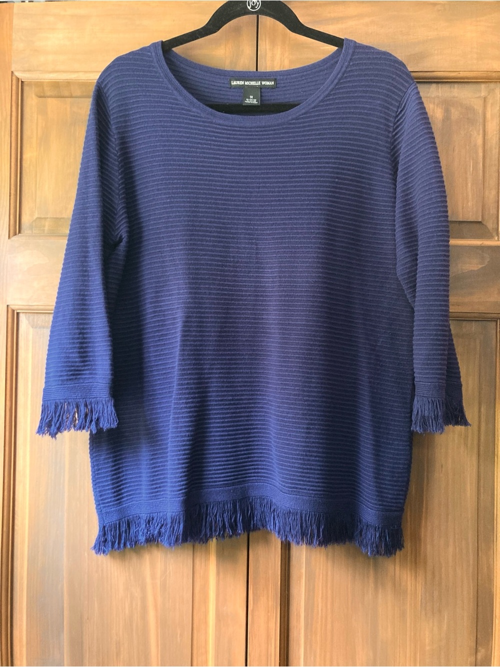 Lauren Michelle Woman Dark Blue 3/4 Sleeve Top 1X
